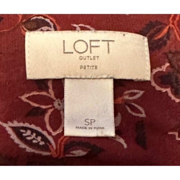 Women's LOFT Outlet Petite Sheer Collared Floral Blouse 100% Polyester Size SP - Picture 5 of 14